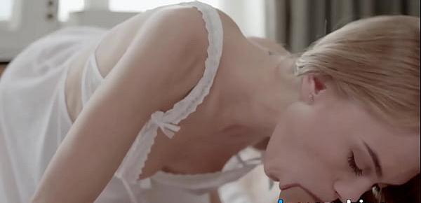  Beautiful blonde creampied after passionate fuck session